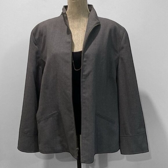 Ralph Lauren Jacket Blazer Wool Gray Zip Up Size 20 - Picture 2 of 16